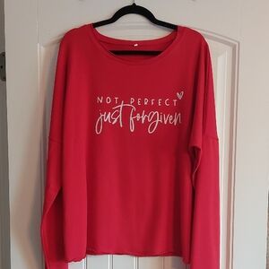 Women's Red Long Sleeve Top